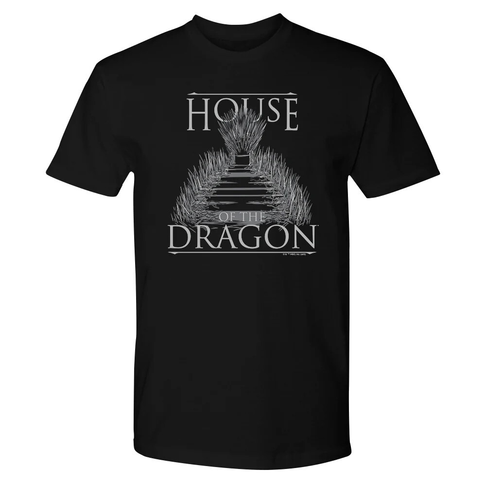 House of the Dragon Iron Throne Adult 2XL XXL Short Sleeve Tshirt GOT Black NEW